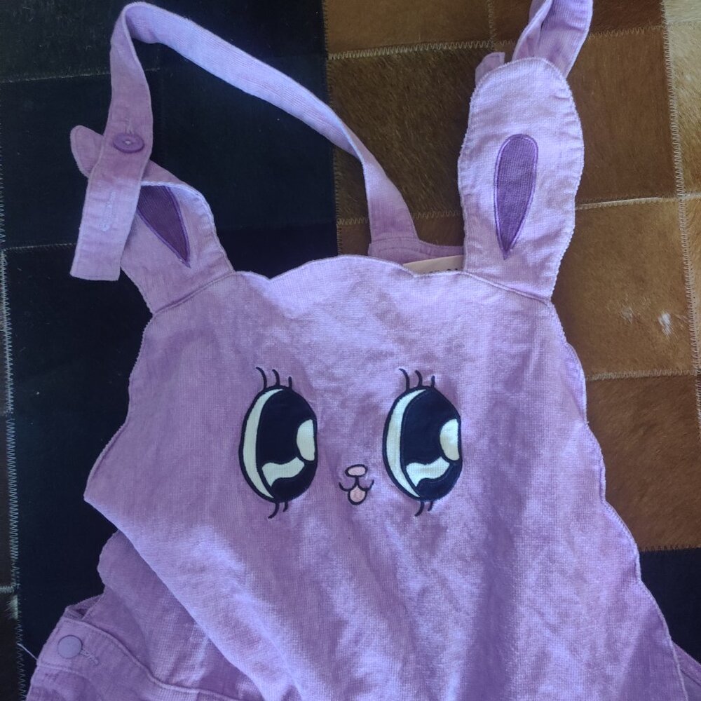 Lazy Oaf Esther Loves Oaf  Bunny corduroy overalls size 18 UK New oversized - Picture 2 of 5
